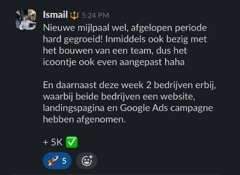 5000 euro uit twee klanten