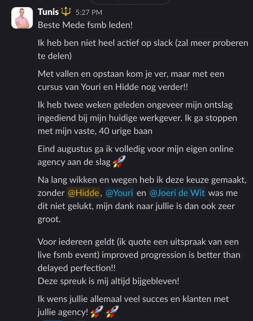 Gestopt met vaste baan en nu €11.000 p/m uit vaste klanten
